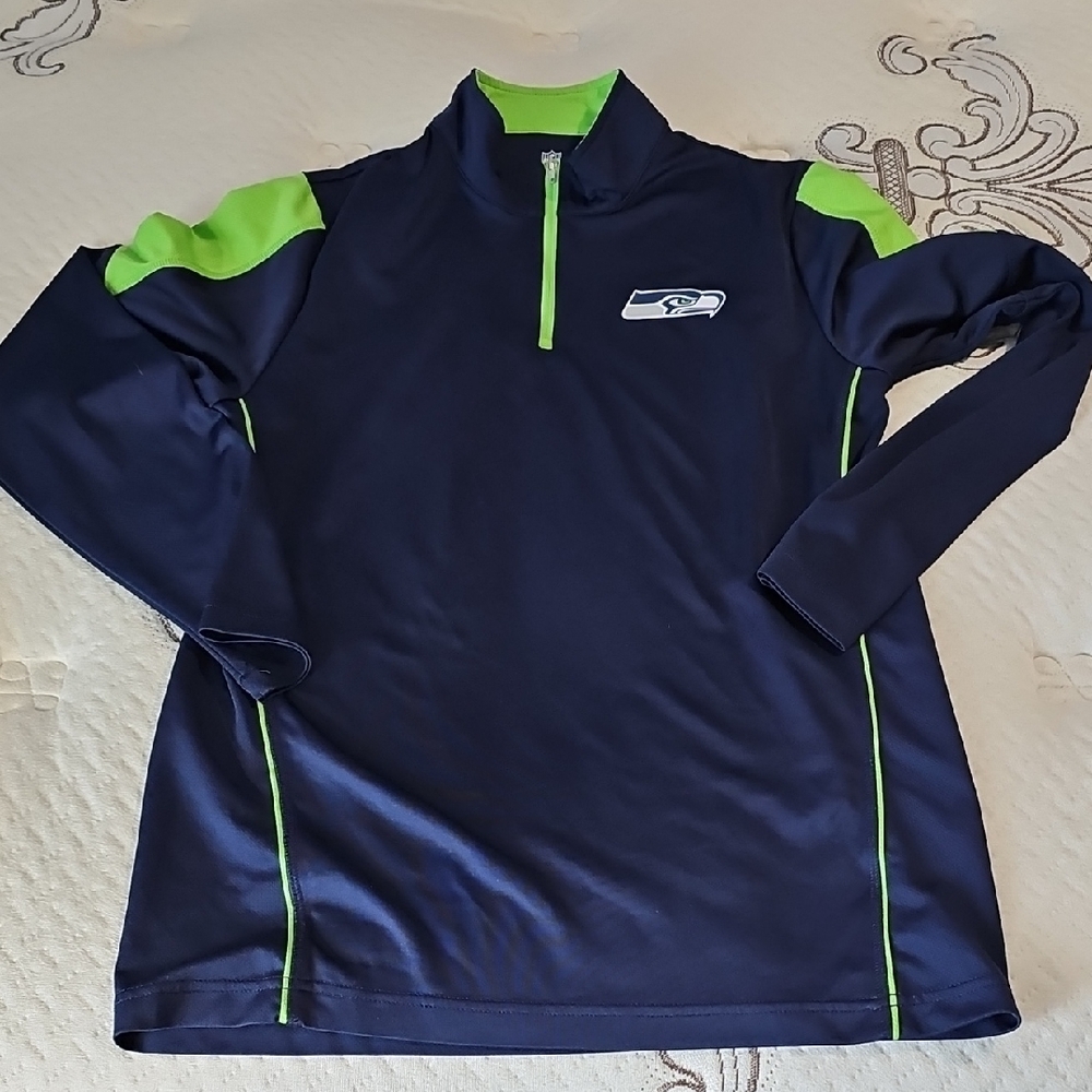 Navy and Green Quarter-Zip Pullover